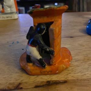 Black Americana Vintage Figurine Man Looking in Outhouse at Man.  Very Old